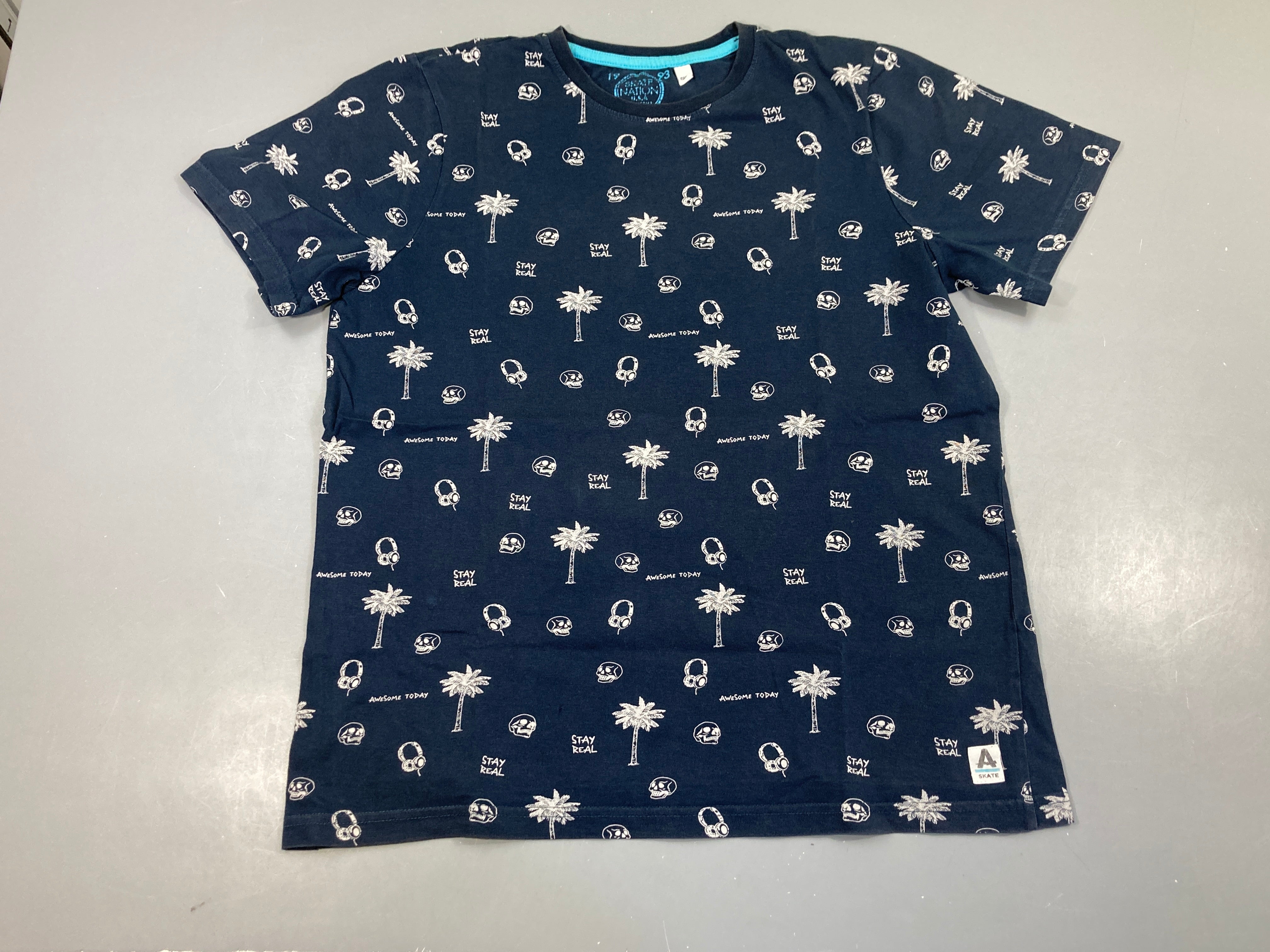 T-shirt m.c bleu marine palmiers