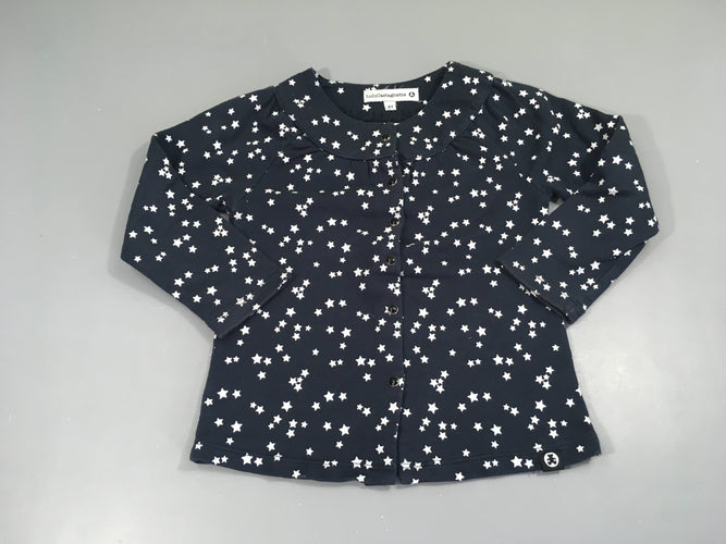Gilet molleton bleu marine étoiles, moins cher chez Petit Kiwi