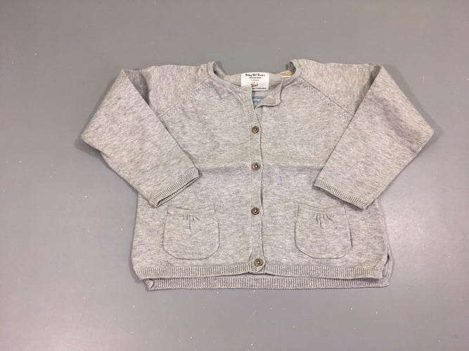 Gilet léger gris chiné, légèrement bouloché, moins cher chez Petit Kiwi