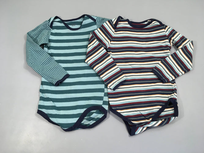 2 Bodies m.l bleu rayé, moins cher chez Petit Kiwi