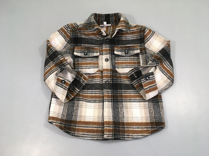 Surchemise flanelle carreaux brun/noir/blanc, moins cher chez Petit Kiwi