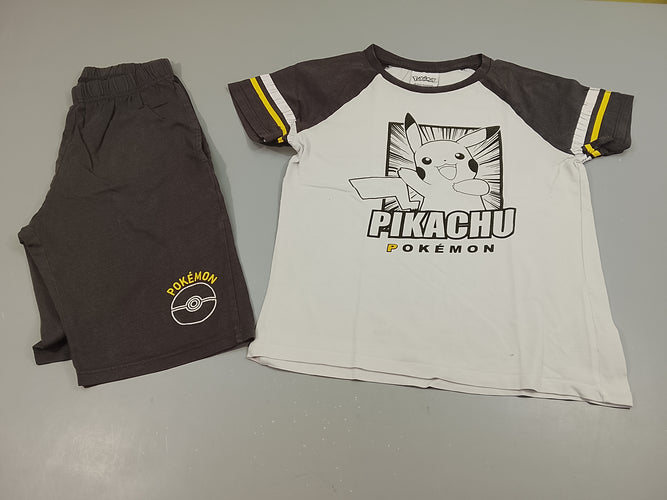 Pyjashort 2pcs gris, blanc Pikachu Pokémon, moins cher chez Petit Kiwi