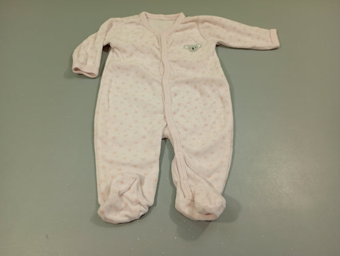 Pyjama velours rose très pâle, étoiles. Tête de koala, moins cher chez Petit Kiwi