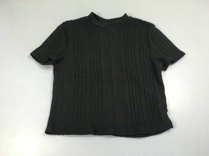 T-shirt m.c cropped noir côtelé, moins cher chez Petit Kiwi