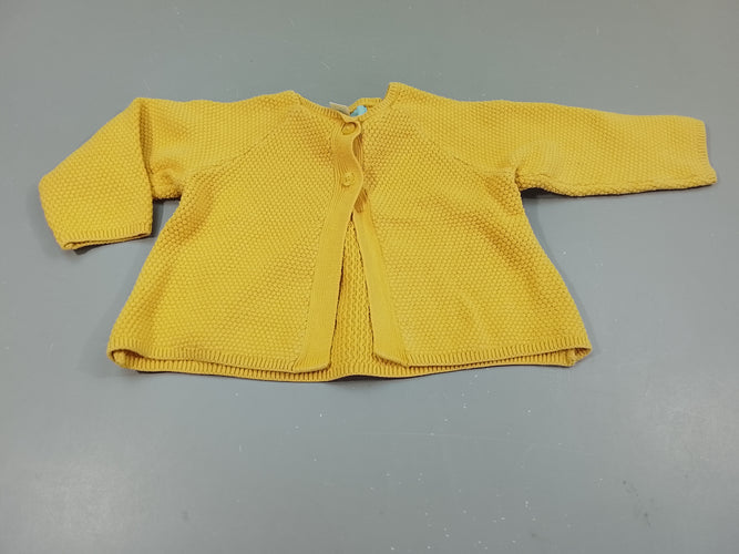 Gilet jaune texturé, fermé par 2 boutons, moins cher chez Petit Kiwi