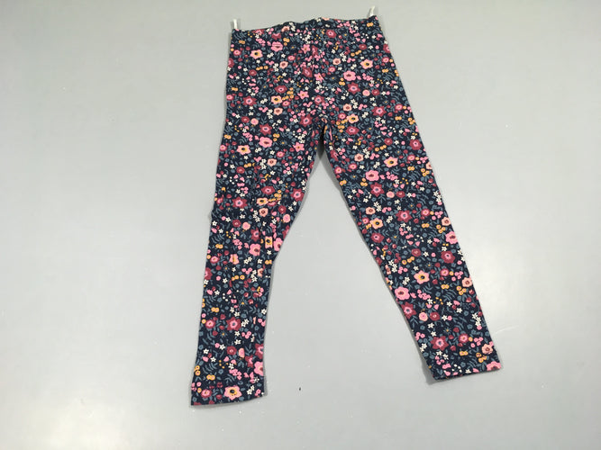 Legging bleu foncé fleuri, moins cher chez Petit Kiwi