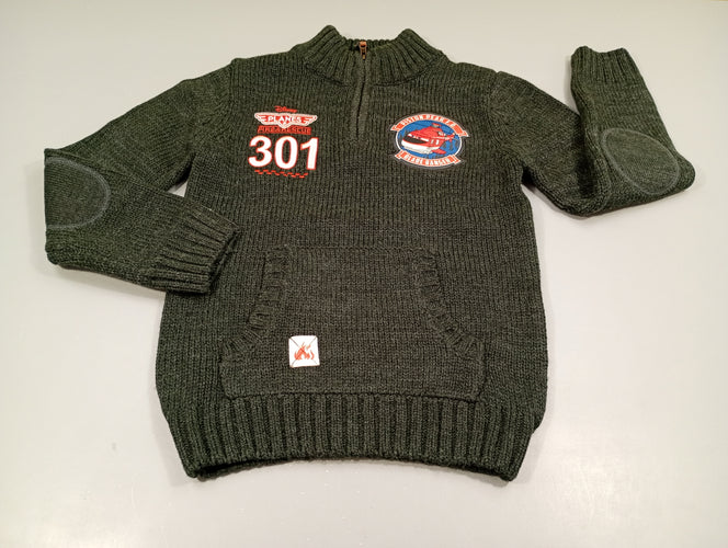 Pull  bleu marine "planes", petit zip, moins cher chez Petit Kiwi
