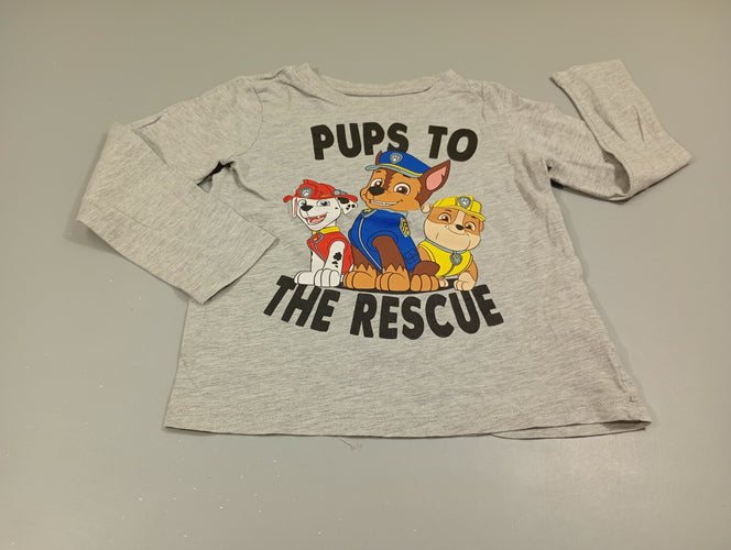 T-shirt m.l gris flammé Pat Patrouille, moins cher chez Petit Kiwi