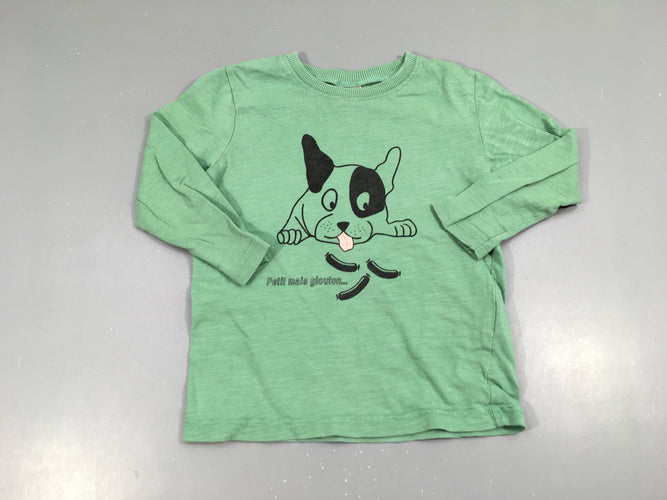 T-shirt m.l flammé vert chien, moins cher chez Petit Kiwi