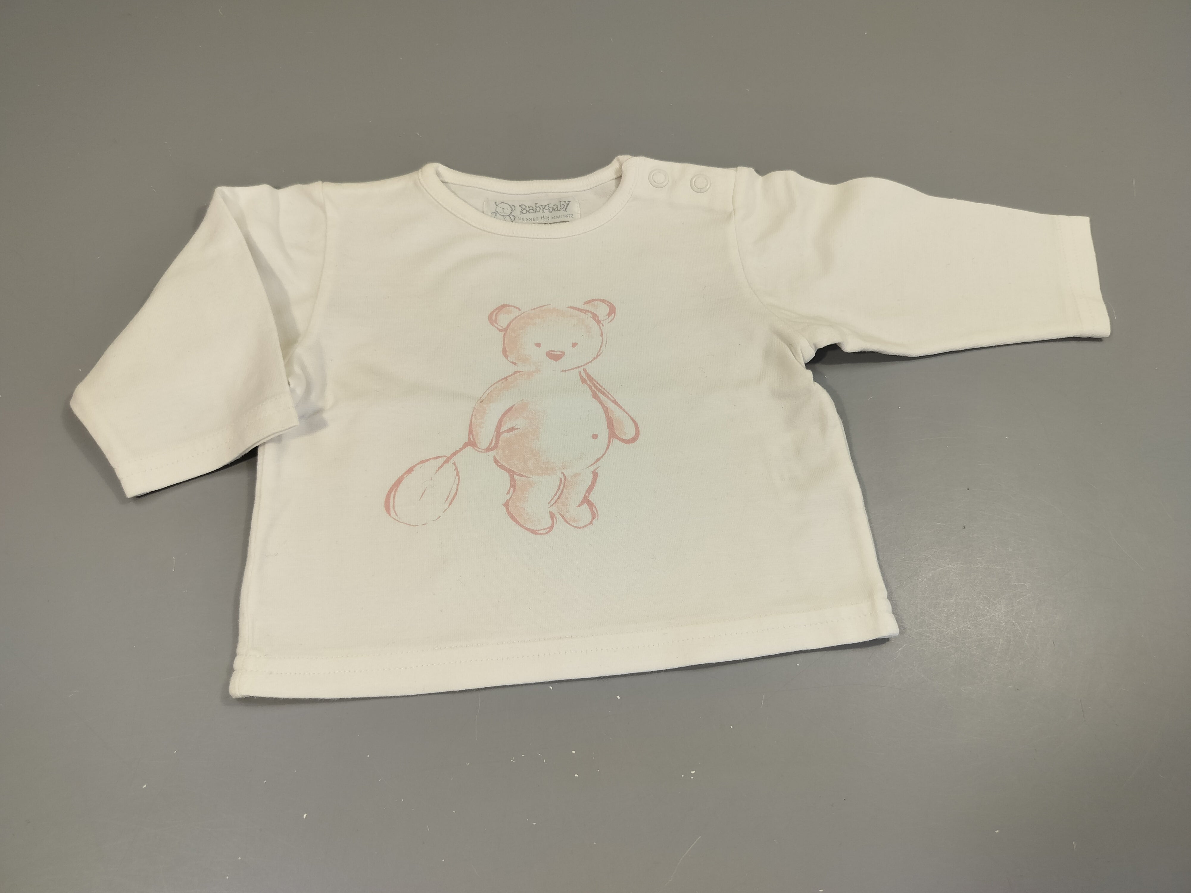 T-shirt m.l blanc , ours rose