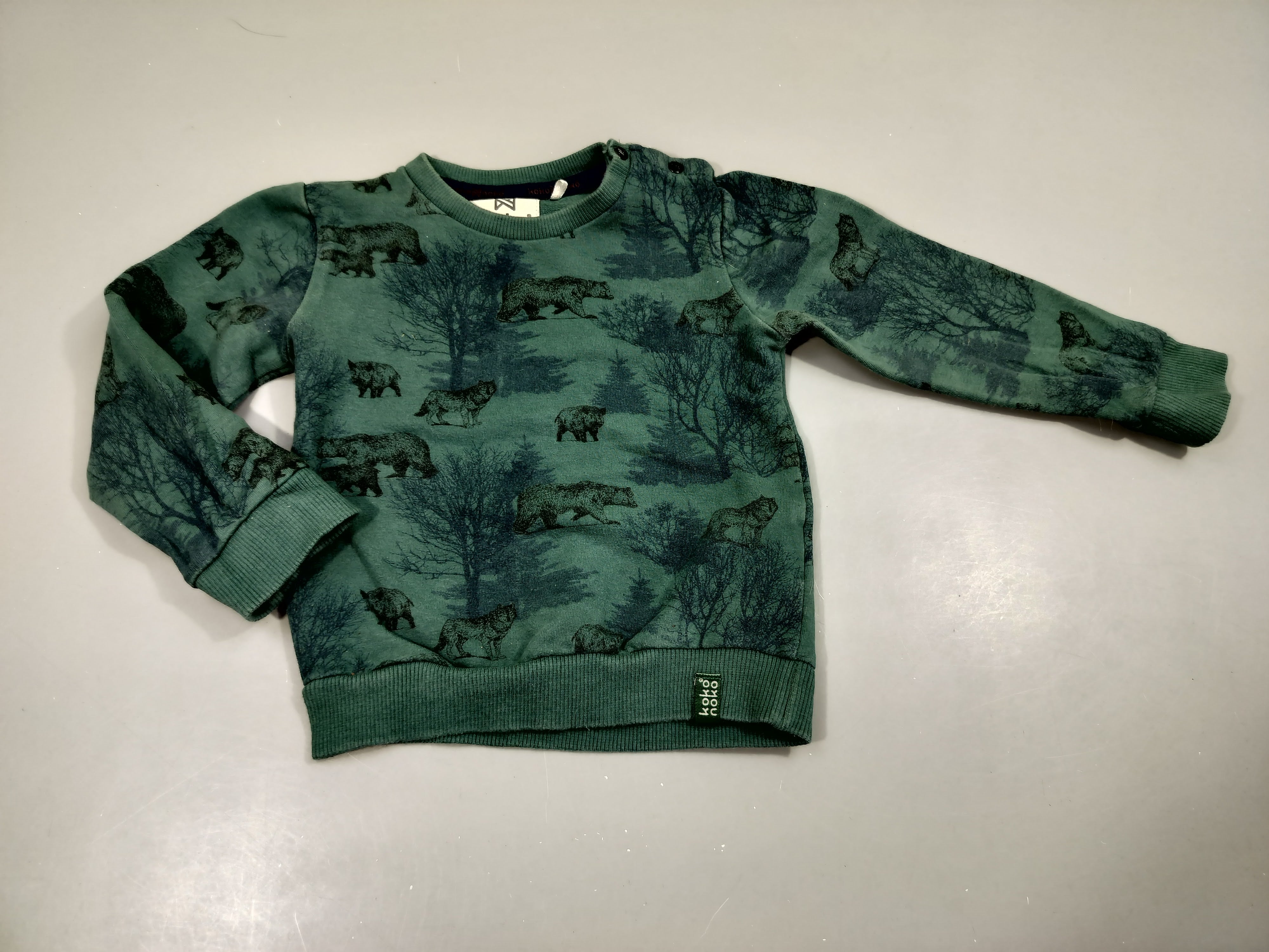 Sweat vert motifs animaux de la forêt (ours, loups,...)