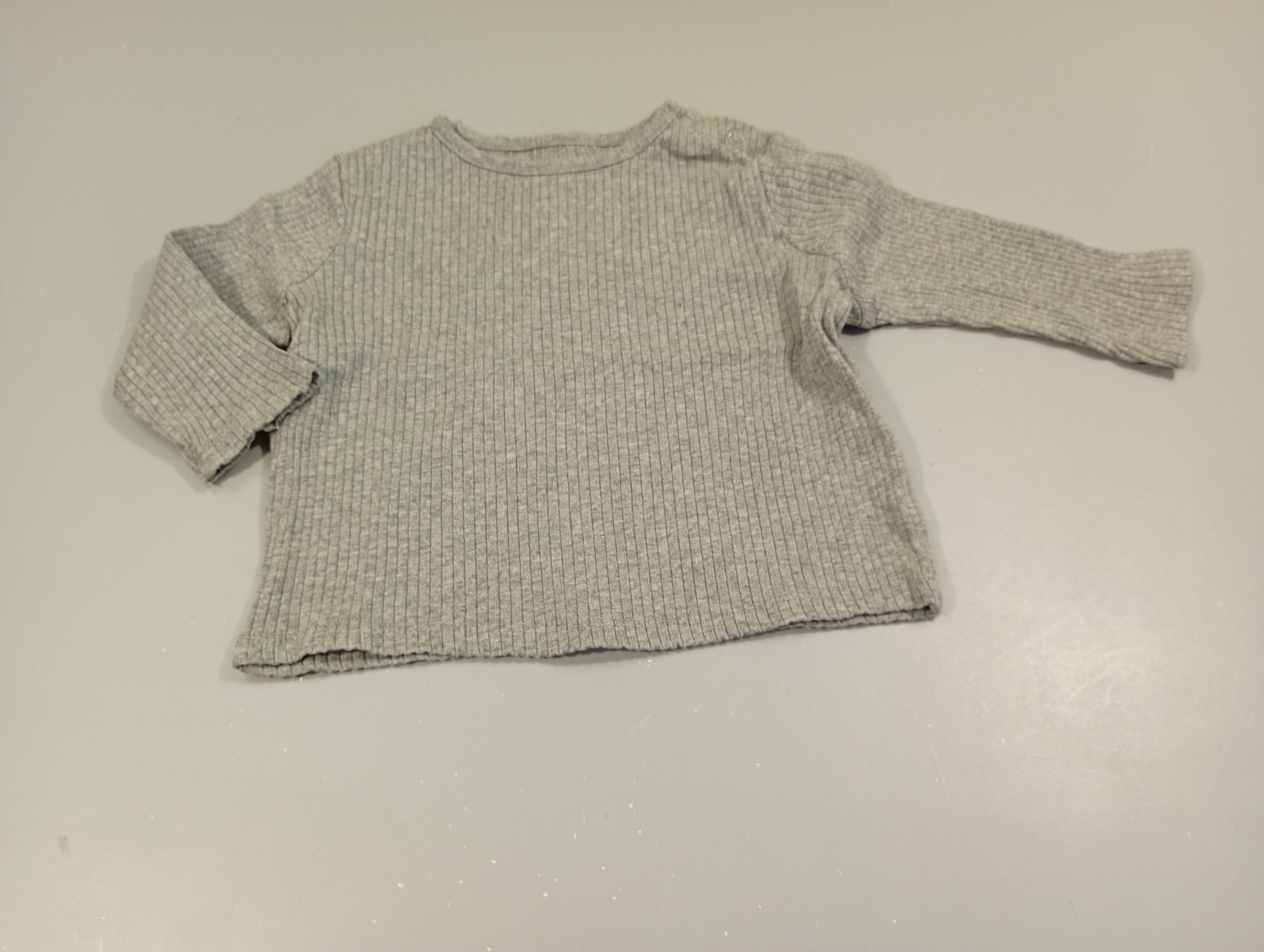 T-shirt m.l gris chiné côtelé