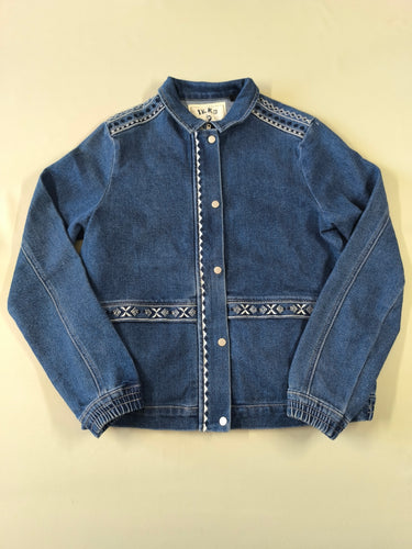Veste en jean zippé motifs aux épaules et à la taille, moins cher chez Petit Kiwi