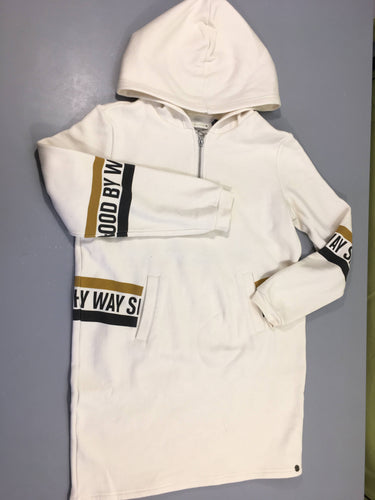 Robe m.l sweat écru à capuche way, légèrement bouloché, moins cher chez Petit Kiwi