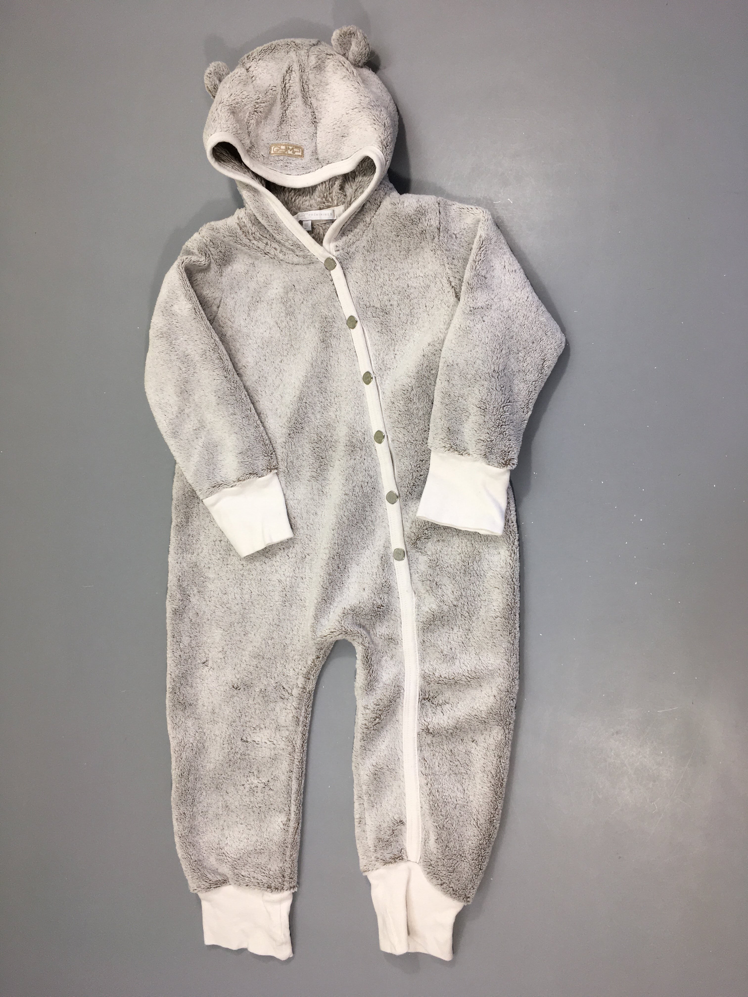 Combinaison velours gris clair à capuche