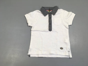 Polo m.c jersey blanc flammé poche