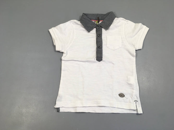 Polo m.c jersey blanc flammé poche, moins cher chez Petit Kiwi