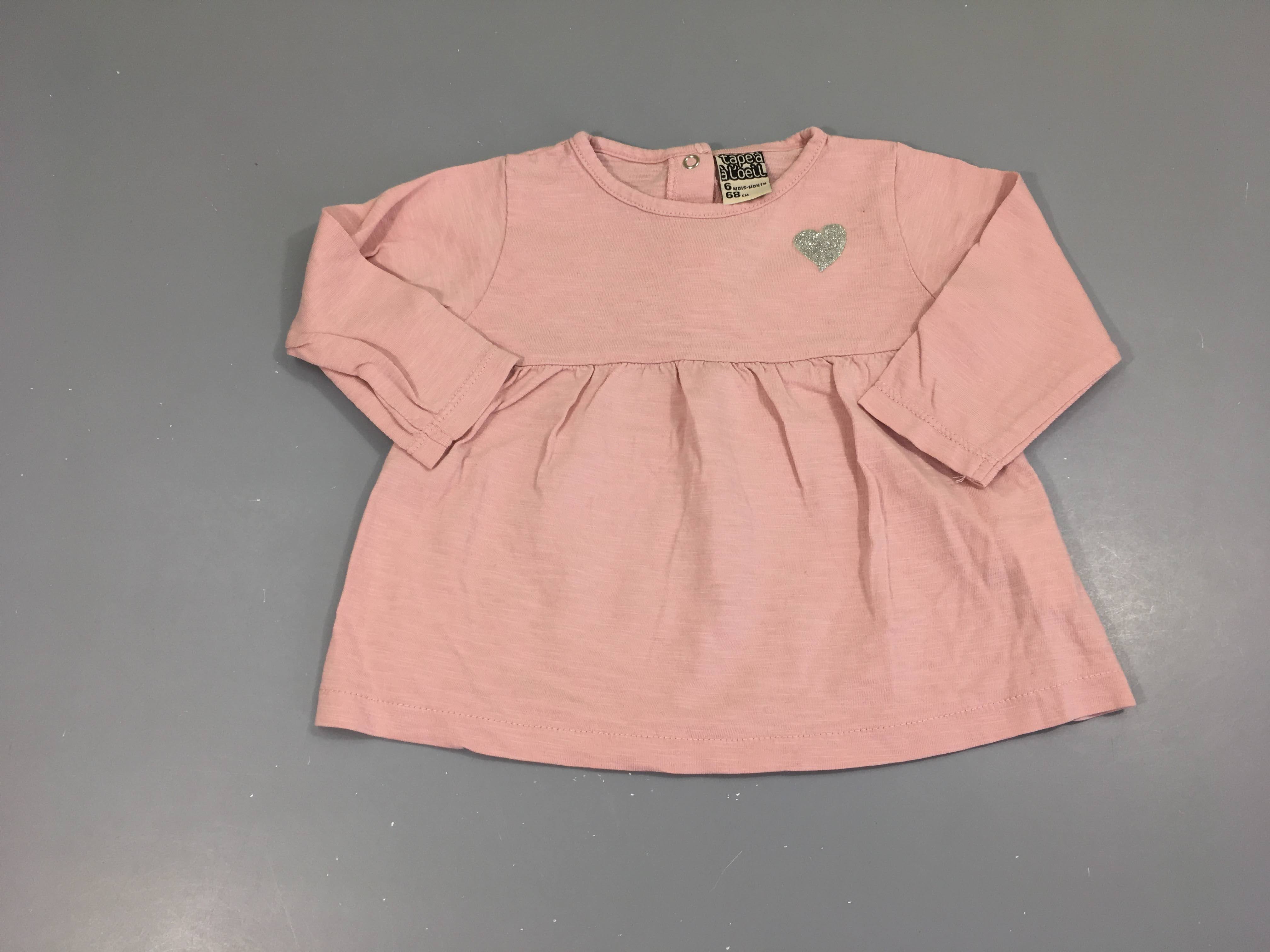 T-shirt m.l rose flammé coeur