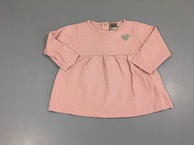 T-shirt m.l rose flammé coeur, moins cher chez Petit Kiwi
