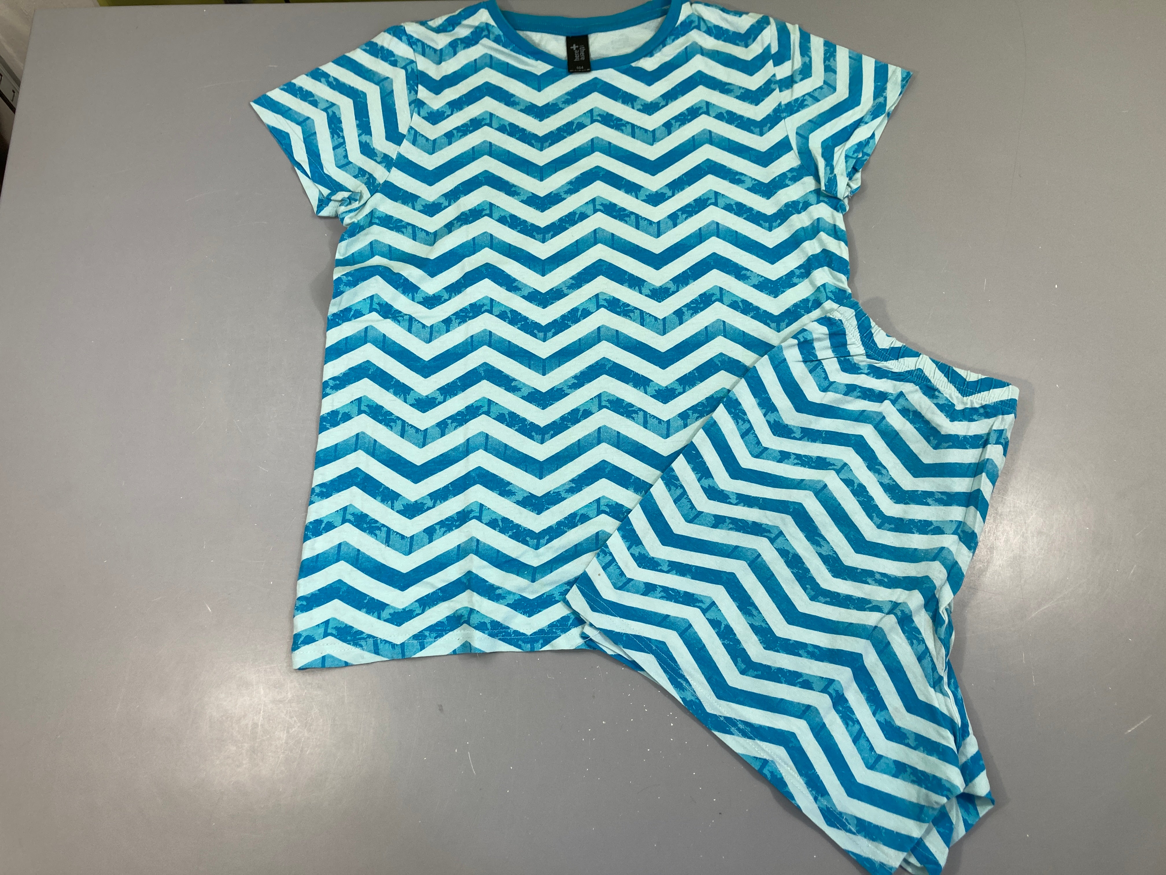 Pyjashort 2pcs jersey bleu vagues