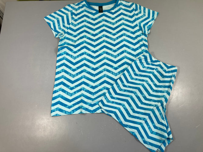 Pyjashort 2pcs jersey bleu vagues, moins cher chez Petit Kiwi