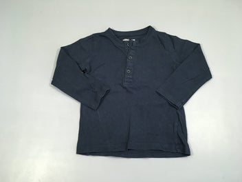 T-shirt m.l bleu marine col bouton
