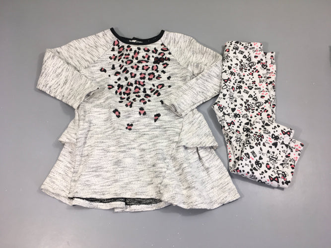 Robe m.l mailles gris chiné léopard + Legging, moins cher chez Petit Kiwi