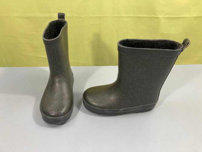 Bottes de pluie noir irisé fourées 27, moins cher chez Petit Kiwi