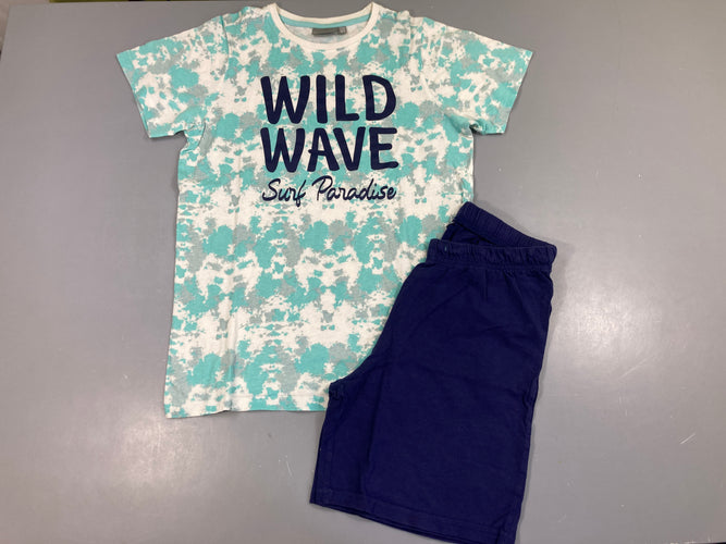 Pyjashort 2pcs jersey bleu Wild, moins cher chez Petit Kiwi