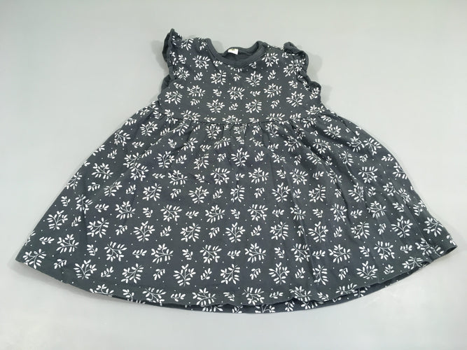 Robe m.c jersey  grise  motifs feuilles blanches, moins cher chez Petit Kiwi