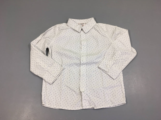 Chemise m.l blanche pois bleu, moins cher chez Petit Kiwi
