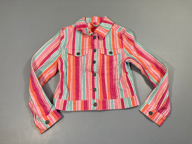 Veste toile rose rayé vert/orange, légèrement décolorée, moins cher chez Petit Kiwi