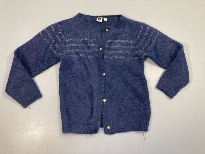 Gilet duveteux bleu foncé rayé doré, moins cher chez Petit Kiwi