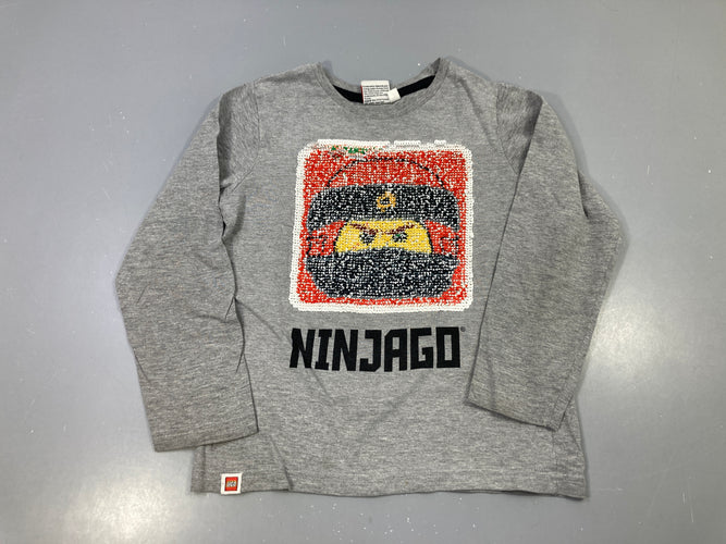 T-shirt m.l gris chiné Ninjago sequins réversibles, moins cher chez Petit Kiwi