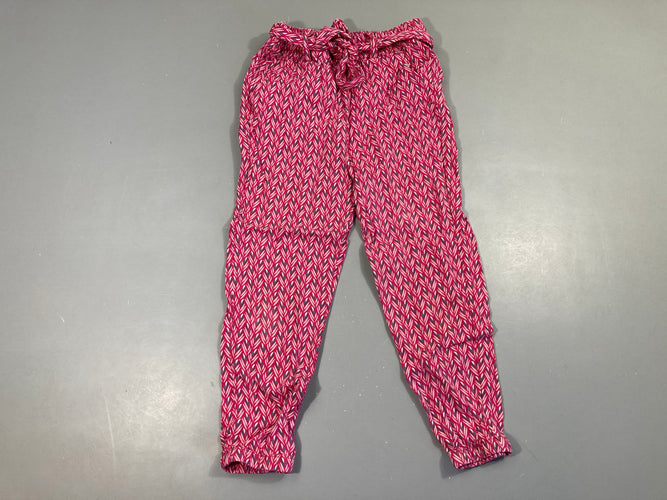 Pantalon fluide rose motifs, moins cher chez Petit Kiwi