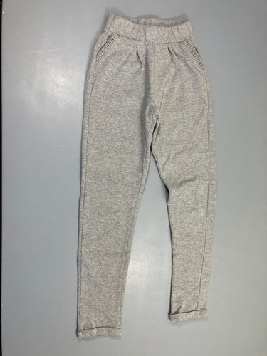 Pantalon molleton gris irisé froufrous, moins cher chez Petit Kiwi