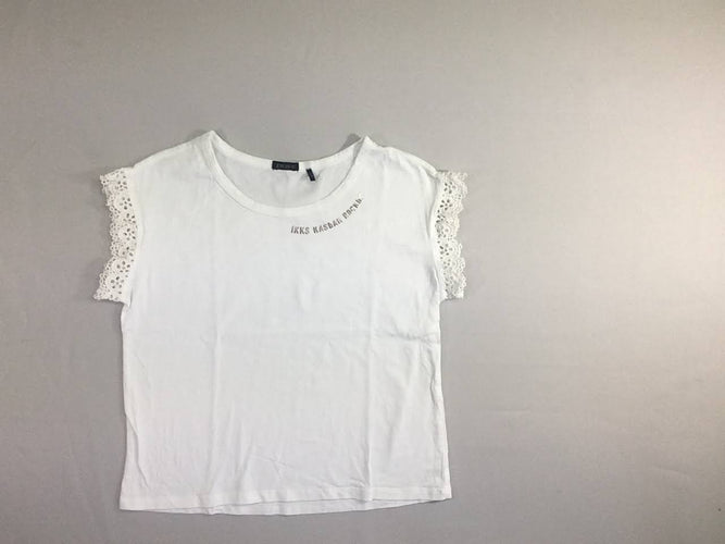 T-shirt s.m blanc dentelle manches Ikks, moins cher chez Petit Kiwi
