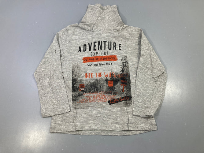 T-shirt m.l col châle gris chiné Adventure Explore, moins cher chez Petit Kiwi