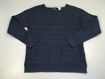 Pull bleu marine rayé bleu irisé