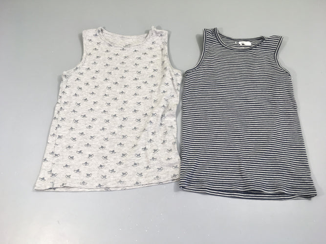 2 chemisettes s.m gris chiné/bleu marine rayé, moins cher chez Petit Kiwi