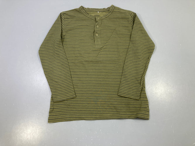T-shirt m.l kaki rayé bleu marine, Biocotton, moins cher chez Petit Kiwi