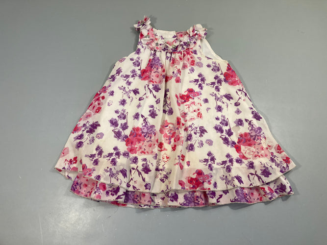 Robe s.m voile blanc fleurs, moins cher chez Petit Kiwi
