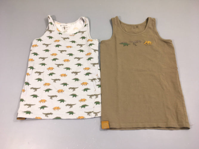 2 chemisettes s.m kaki/gris chiné dinos, moins cher chez Petit Kiwi