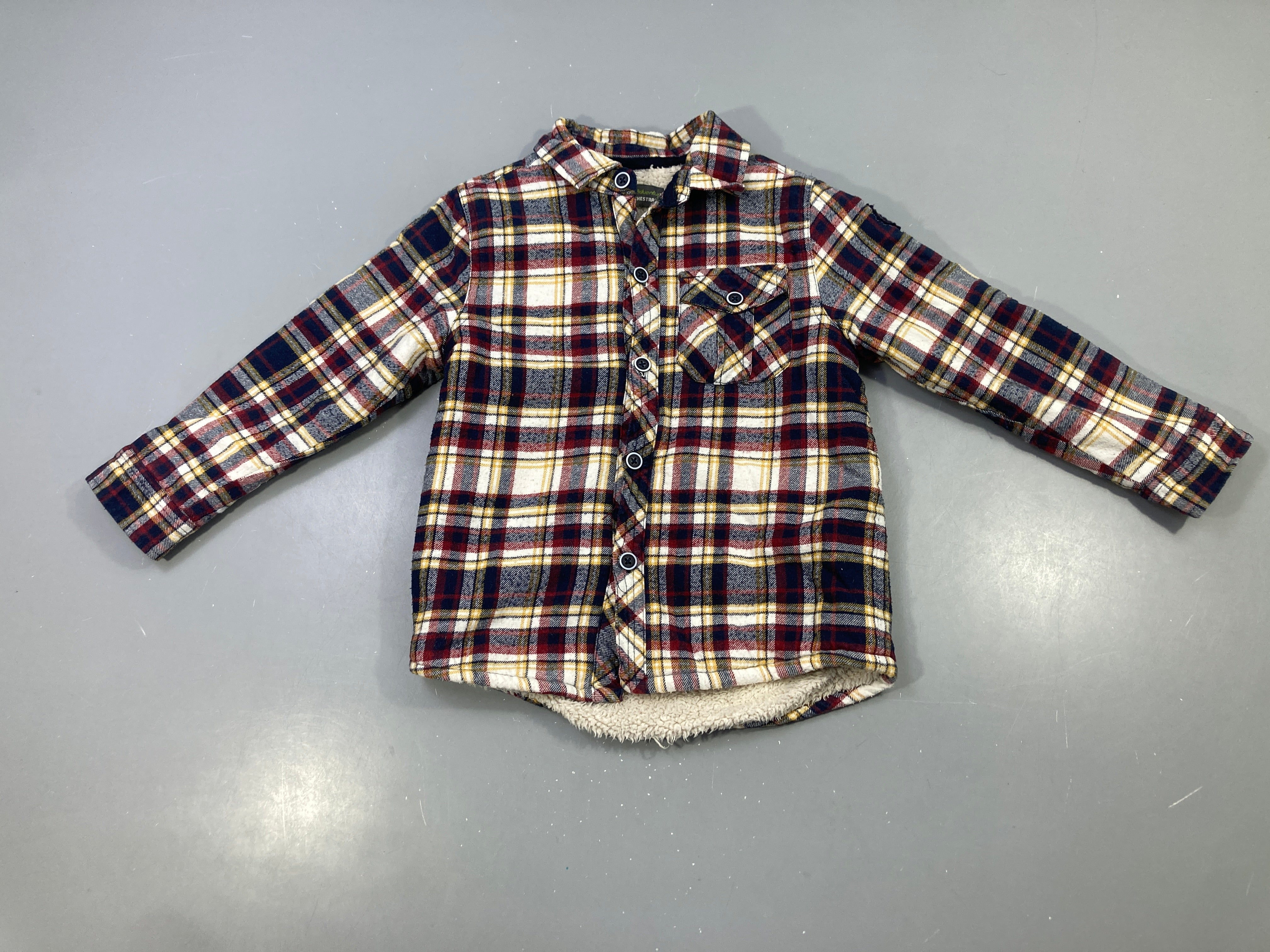 Surchemise m.l doublée sherpa carreaux marine bordeaux moutarde, bouloché