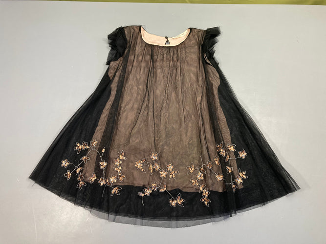 Robe m.c tulle noir doublre rose, moins cher chez Petit Kiwi