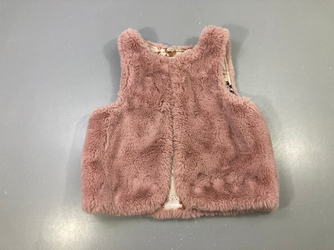 Gilet s.m fausse fourrure rose doublure imprimée, moins cher chez Petit Kiwi