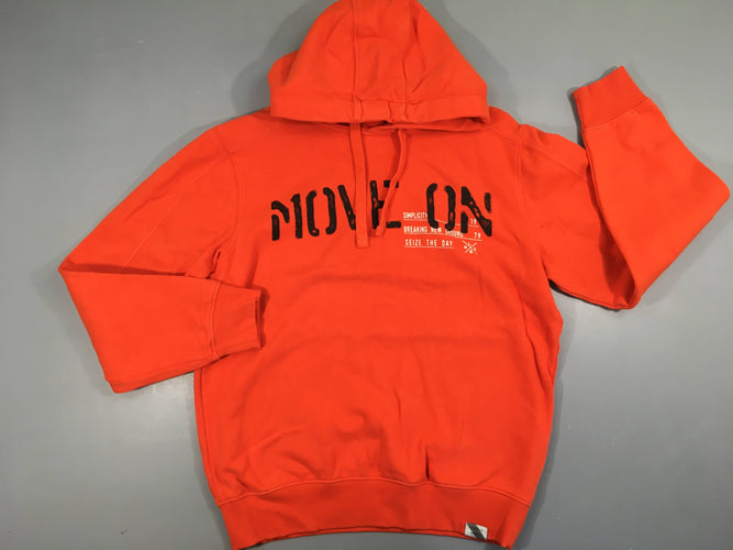Sweat à capuche orange Move On, moins cher chez Petit Kiwi