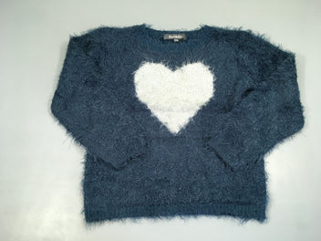Pull duveteux bleu coeur