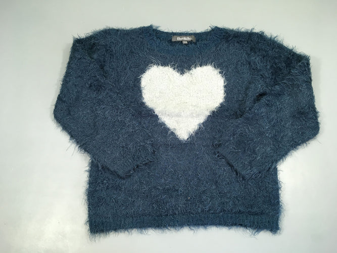 Pull duveteux bleu coeur, moins cher chez Petit Kiwi