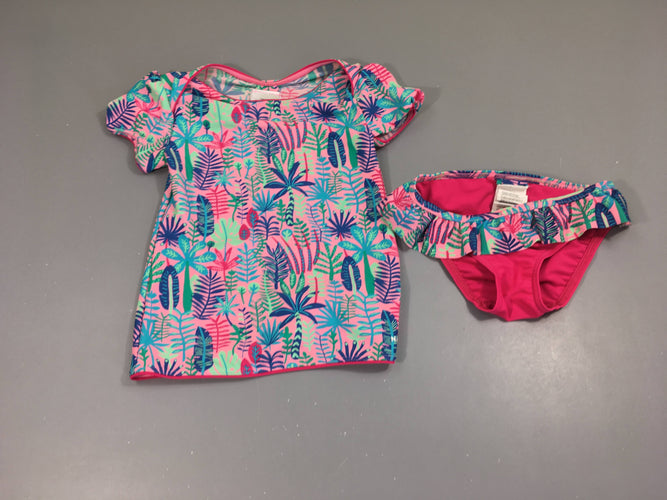 Tankini rose fleurs, moins cher chez Petit Kiwi